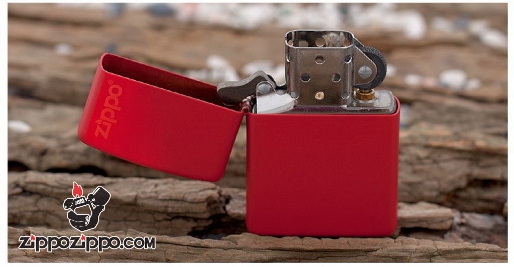 Bật Lửa Zippo Sơn Màu Đỏ - Logo Zippo SKU 233ZL – Zippo Red Matte With Logo