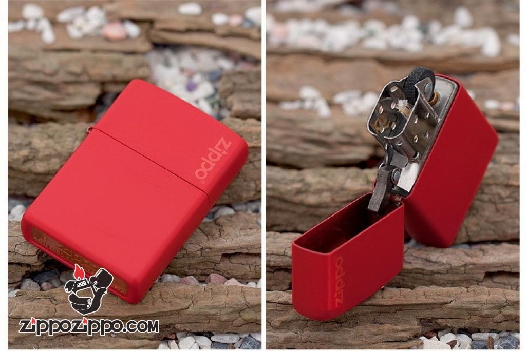 Bật Lửa Zippo Sơn Màu Đỏ - Logo Zippo SKU 233ZL – Zippo Red Matte With Logo