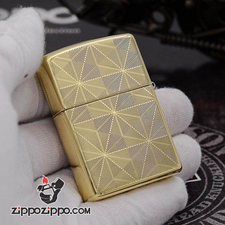 Bật Lửa Zippo Chính Hãng Chất Liêu Đồng Vân Kẻ Khắc Logo ZP bản Armor