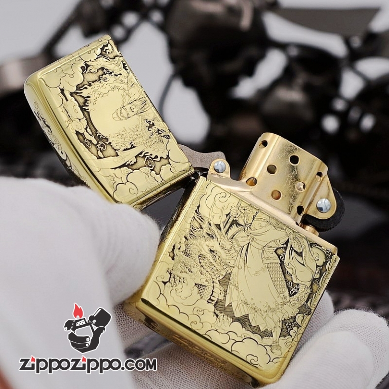 Bật Lửa Zippo đồng KHắc Hình Quan Vân Trường Armor
