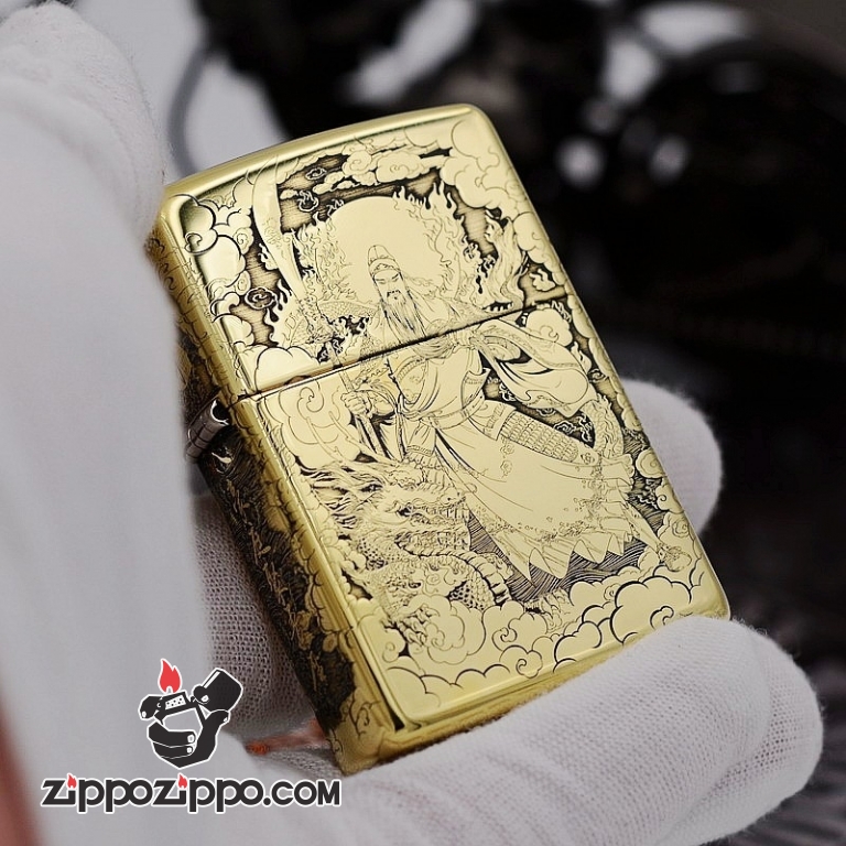 Bật Lửa Zippo đồng Khắc Hình Quan Vũ Armor