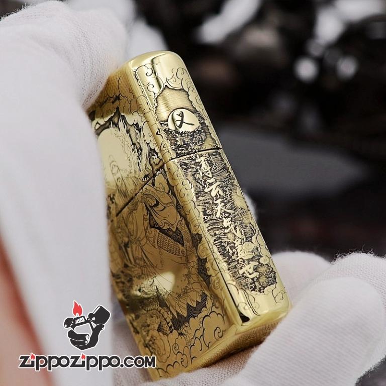 Bật Lửa Zippo đồng Khắc Hình Quan Vũ Armor