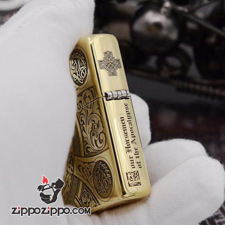 Bật Lửa Zippo Chất Liệu Đồng chạm khắc Apocalypse bốn hiệp sĩ