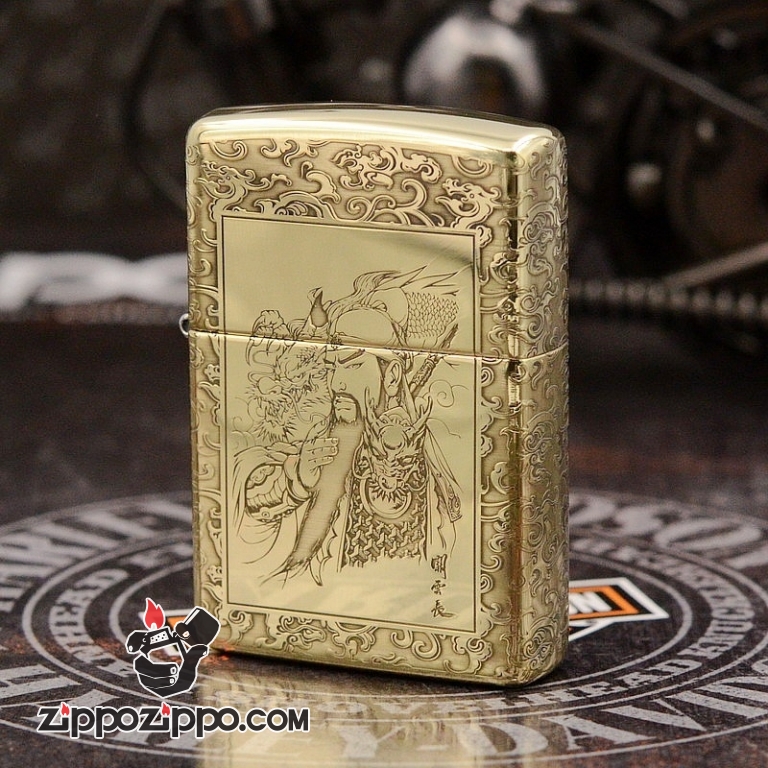 ZIppo Chất Liệu Đồng Bóng Khắc Quan Vũ