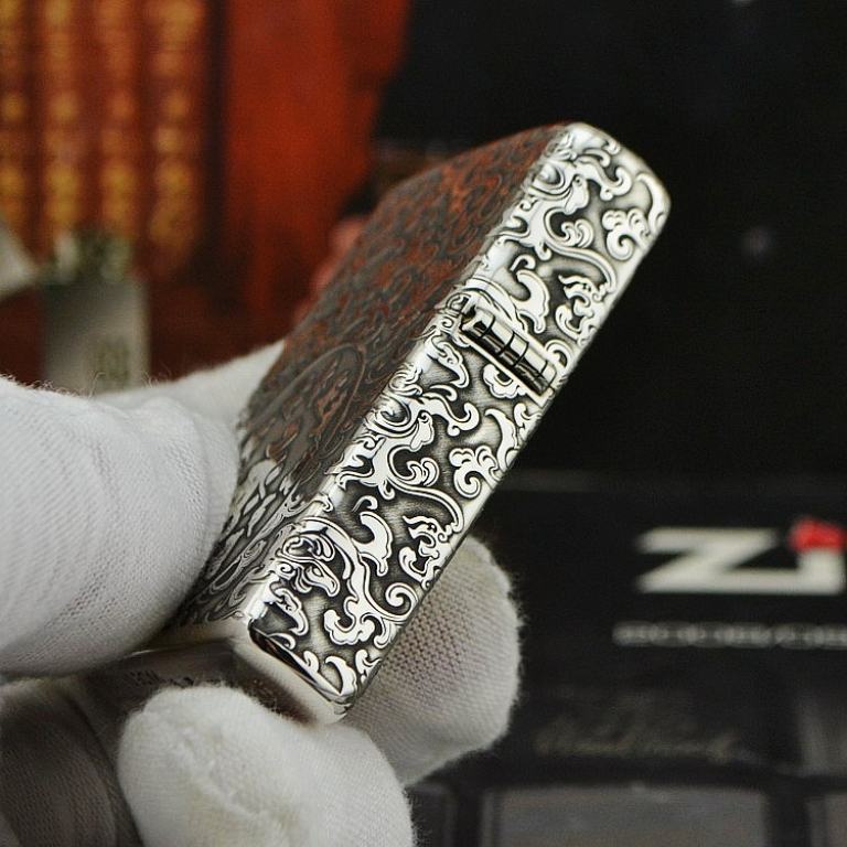 Bật lửa Zippo Bạc nguyên khối khắc Phật Như Lai