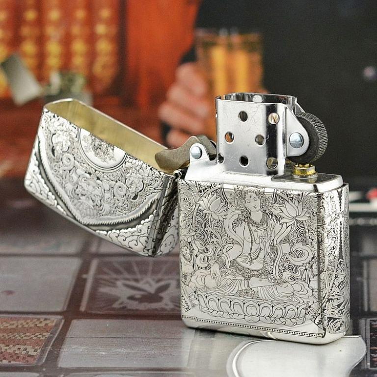Bật lửa Zippo phiên bản Bạc nguyên khối Goddess of Mercy