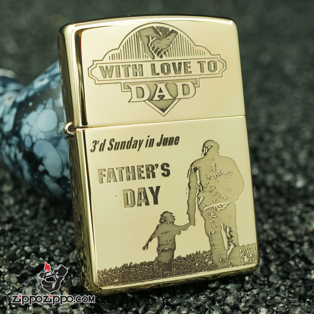 zippo đồng nguyên chất khắc cha con bản giới hạn