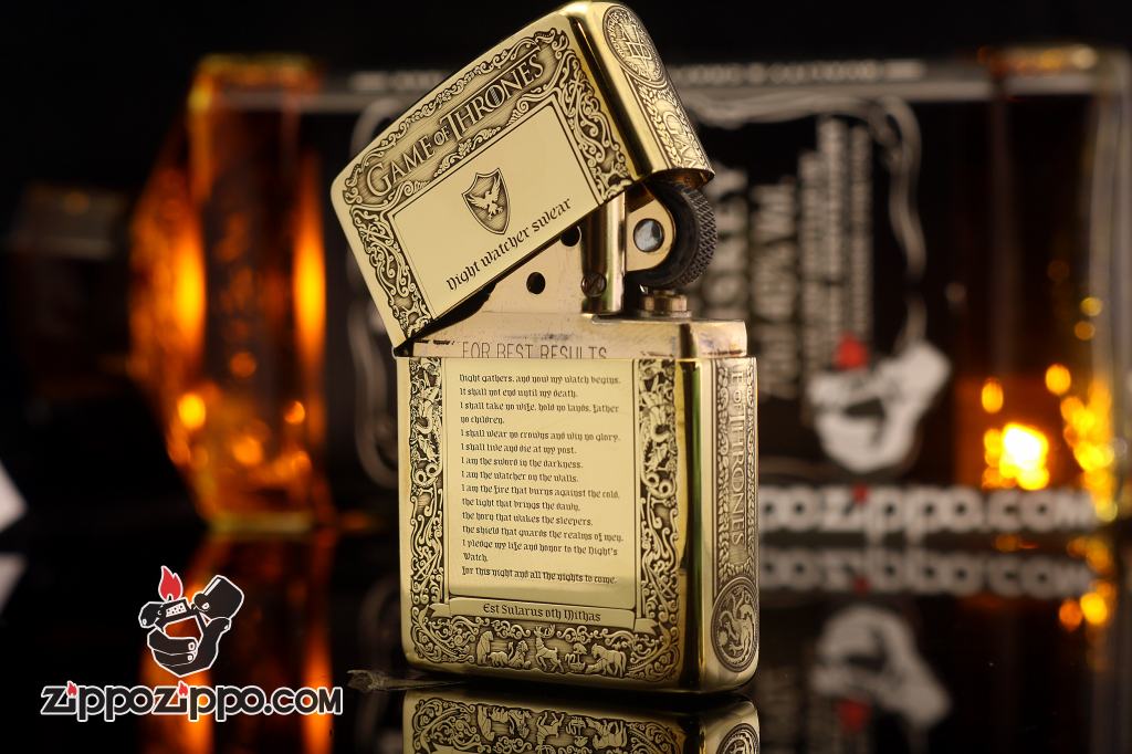 Zippo Chính Hãng Đồng Bóng Khắc Trò Chơi Game Of Thrones Phiên Bản Amor