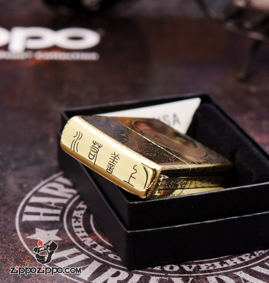 Bật Lửa Zippo Đồng Khắc Hoa Văn Bát Quái armor