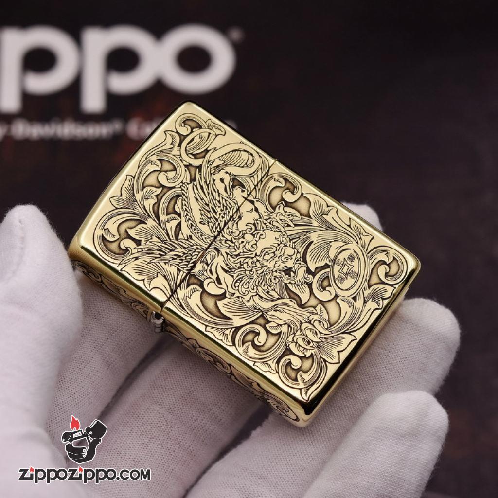 Bật Lửa Zippo Đồng Nguyên Khắc Tỳ Hưu Armor