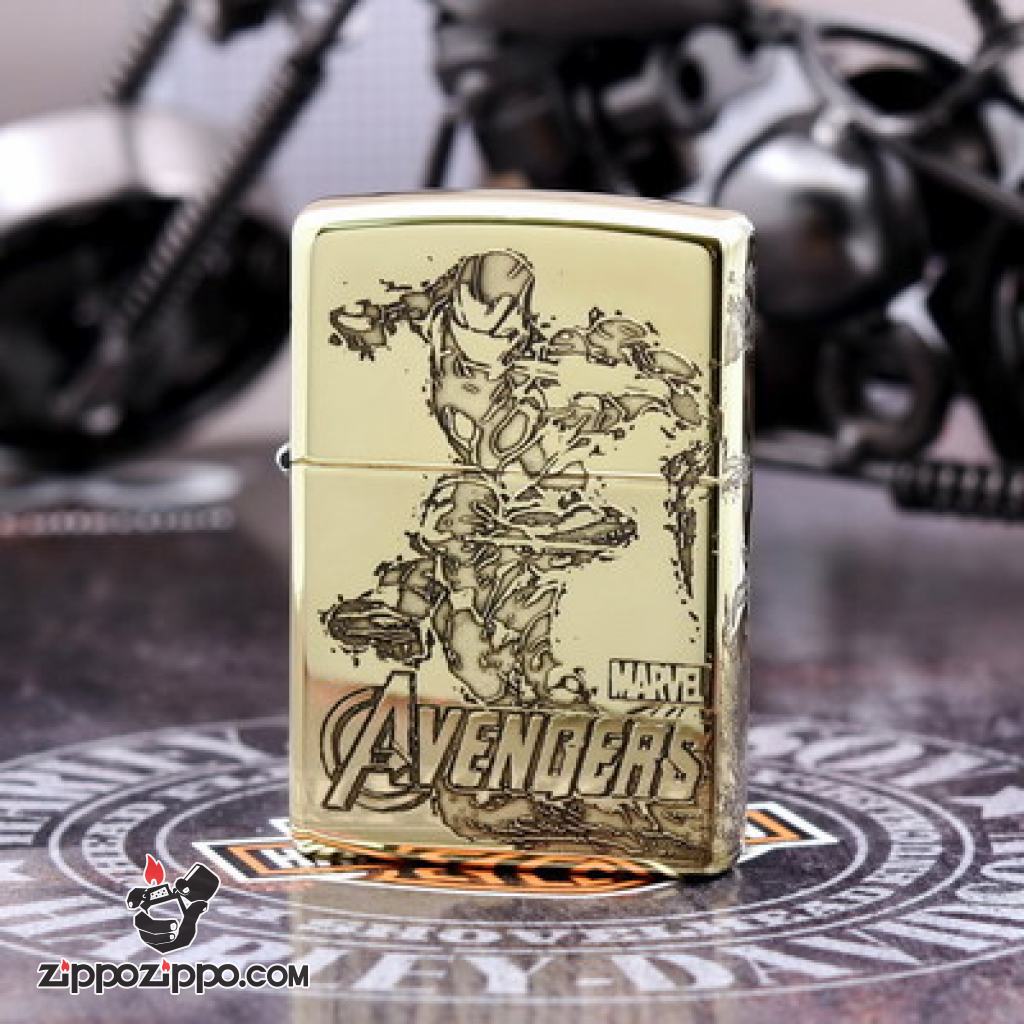 Bật lửa Zippo chính hãng đồng khắc người sắt vỏ mỏng