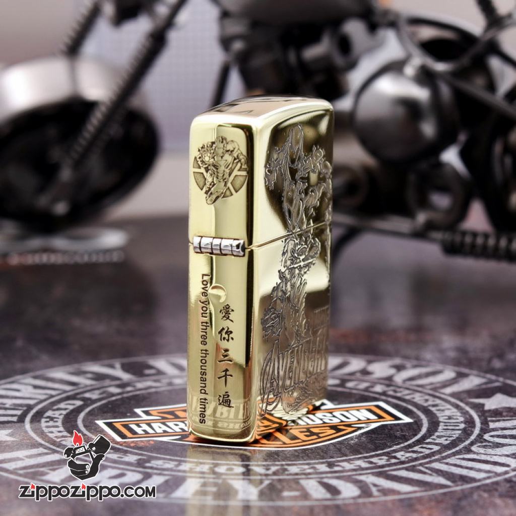 Bật lửa Zippo chính hãng đồng khắc người sắt vỏ mỏng
