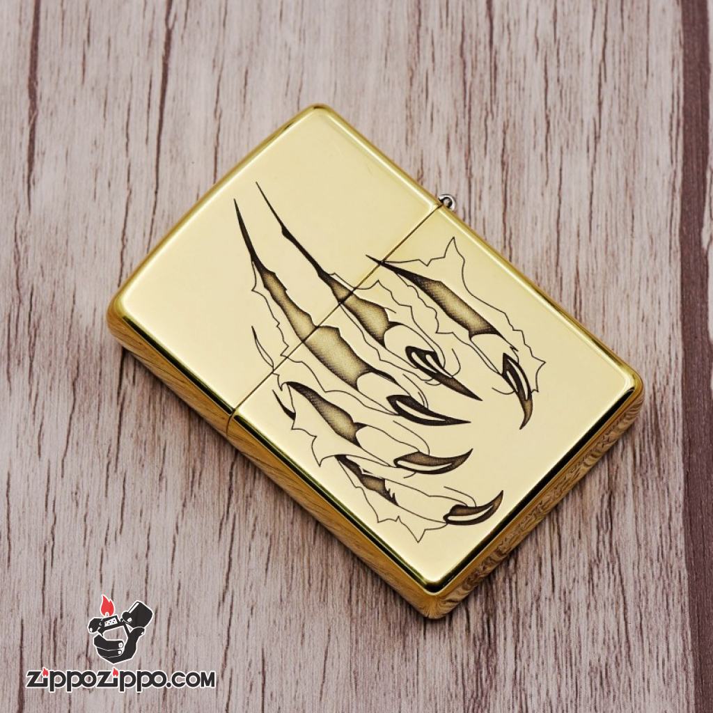Bật lửa Zippo đồng khối khắc Hổ và móng vuốt Amor