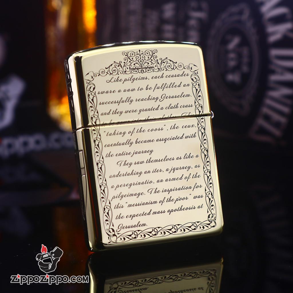 Bật lửa Zippo chính hãng đồng bóng khắc Crusades