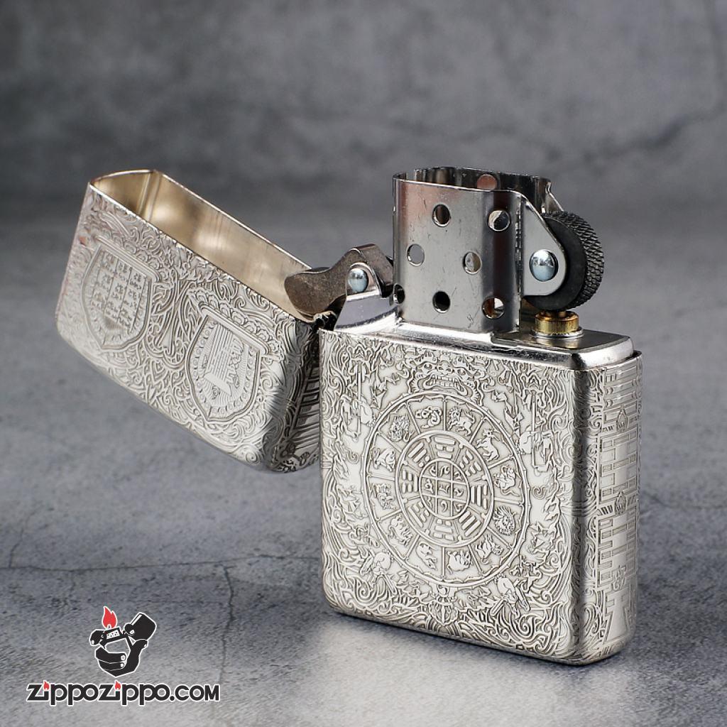 Bật Lửa Zippo Bạc Nguyên Khối Cao Cấp Khắc Kiếp Luân Hồi Vỏ Dầy Bản Armor