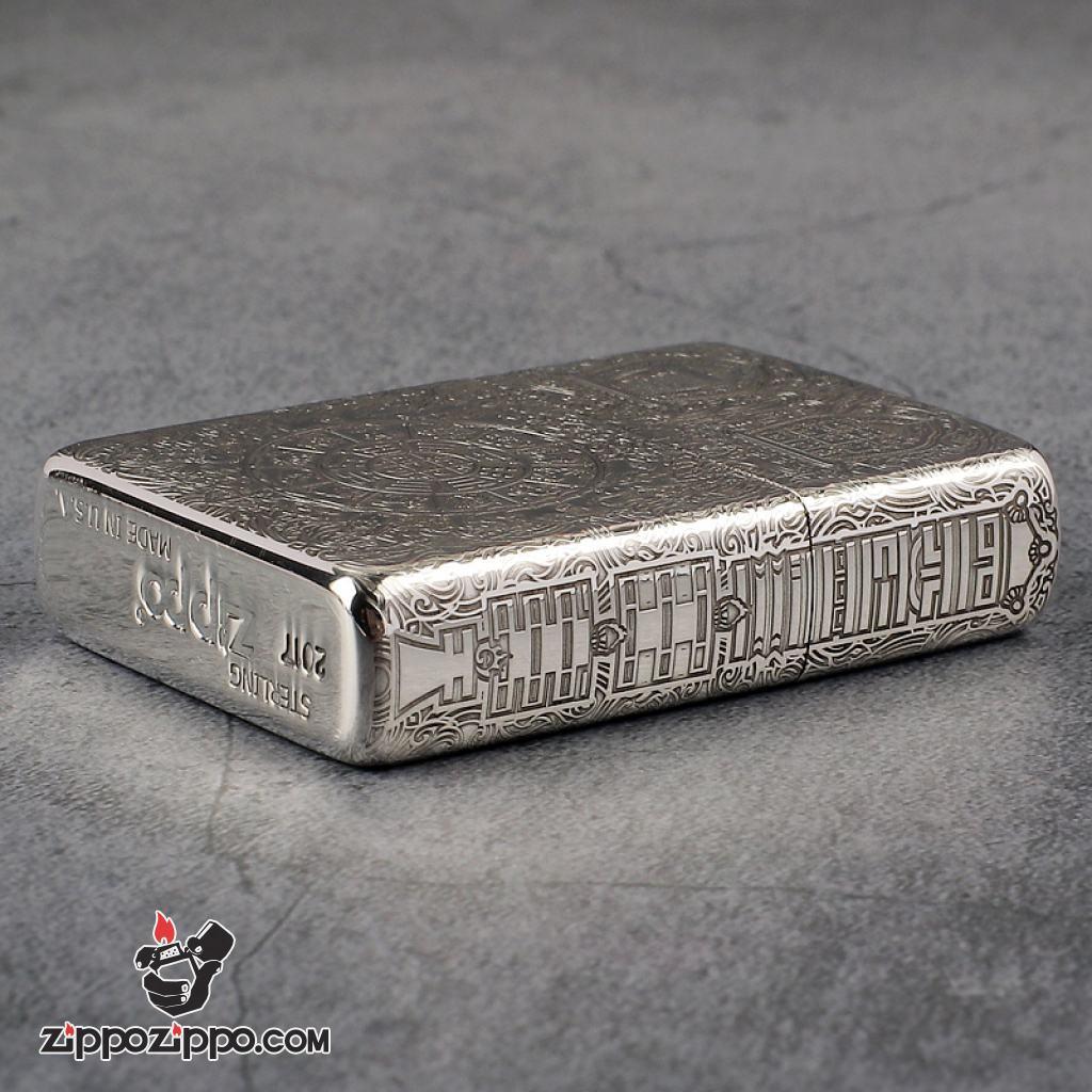 Bật Lửa Zippo Bạc Nguyên Khối Cao Cấp Khắc Kiếp Luân Hồi Vỏ Dầy Bản Armor