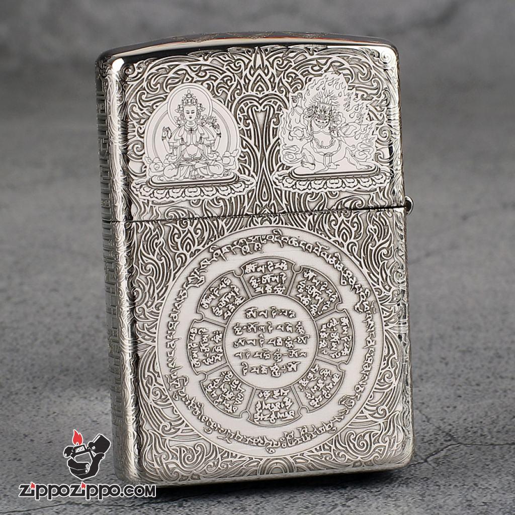 Bật Lửa Zippo Bạc Nguyên Khối Cao Cấp Khắc Kiếp Luân Hồi Vỏ Dầy Bản Armor