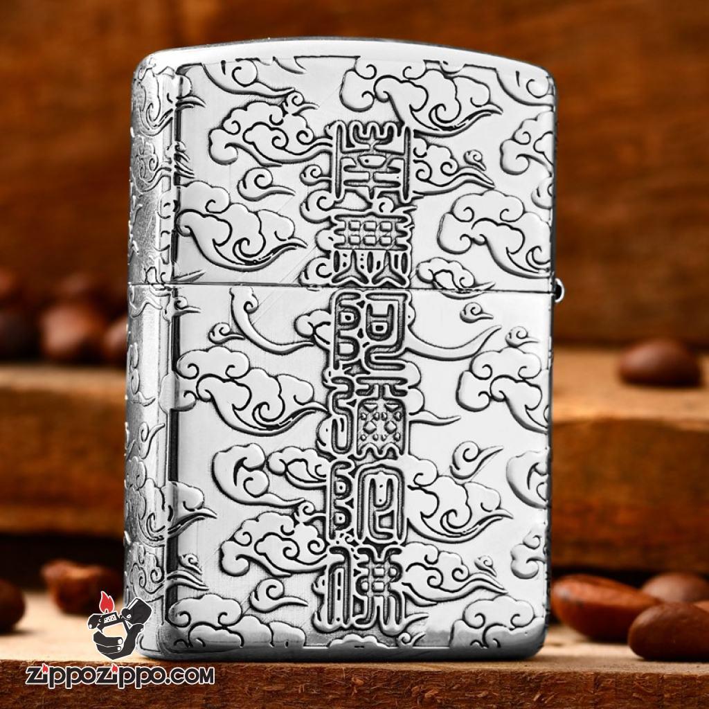 Bật lửa Zippo Bạc Nguyên Khối Cao Cấp Đức Phật Dược Sư Bản Vỏ Mỏng