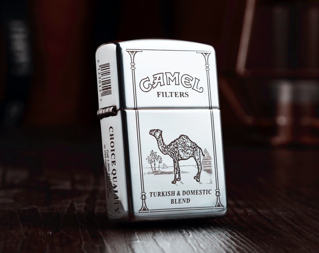 Bật Lửa Zippo Bạc Nguyên Khối Cao Cấp Khắc Camel Bản Vỏ Dầy Armor