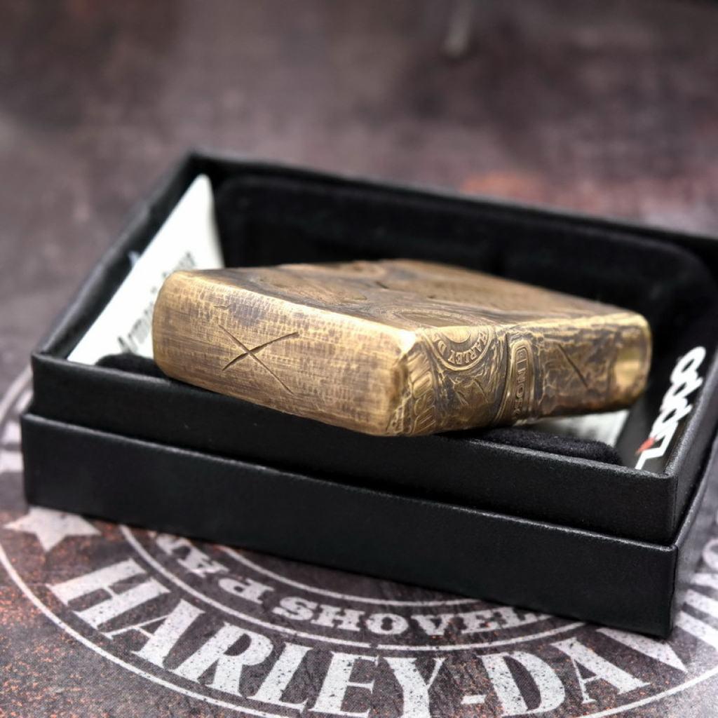 Bật Lửa Zippo Đồng Nguyên Khối Cao Cấp Khắc Harley Davidson