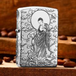 Bật lửa Zippo Bạc Nguyên Khối Cao Cấp Đức Phật Dược Sư Vỏ Dầy Bản Armor - Mã SP: ZPC2883-A