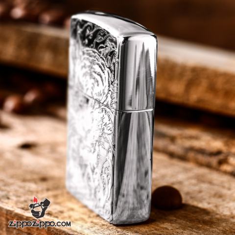 Bật Lửa Zippo Bạc Nguyên Khối Cao Cấp Hổ Và Móng Hổ Vỏ Dày Bản Armor