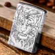 Bật Lửa Zippo Bạc Nguyên Khối Cao Cấp Hổ Và Móng Hổ Vỏ Dày Bản Armor