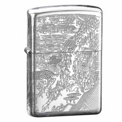 Bật lửa Zippo Bạc nguyên khối cao cấp khắc Hình Bức Tranh Cổ Bản Tiêu Chuẩn. - Mã SP: ZPC2865