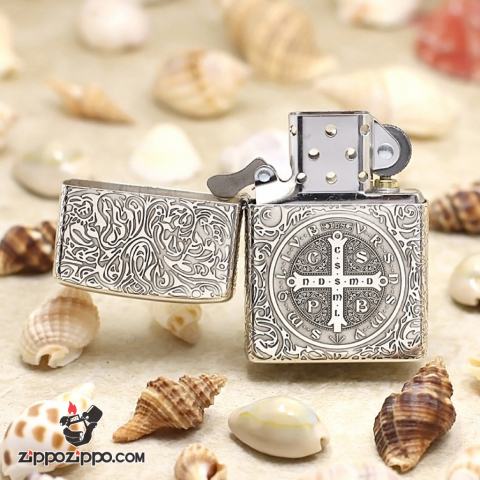 Bật Lửa Zippo Bạc nguyên khối Cao Cấp khắc hình  Nổi Constantine Phiên Bản Amor