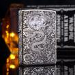 Bật Lửa Zippo Bạc nguyên khối Cao Cấp khắc hình rồng châu Á Dũng Mãnh