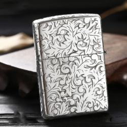 Bật lửa Zippo Bạc nguyên khối cao cấp khắc Hoa Văn Hình Nổi Bản Tiêu Chuẩn. - Mã SP: ZPC2868