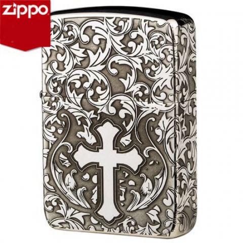 Bật Lửa Zippo Bạc Nguyên Khối Cao Cấp Khắc Hoa Văn Xung Quanh Thánh Giá Phiên Bản 1941