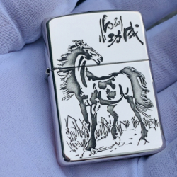 Bật Lửa Zippo Bạc Nguyên Khối Cao Cấp Khắc Mã Đáo Thành Công Bản Vỏ Mỏng - Mã SP: ZPC3295