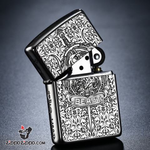 Bật Lửa Zippo Bạc Nguyên Khối Khắc  Codex Gigas Vỏ Dày Bản Armor