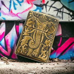 BẬT LỬA ZIPPO BẢN ĐỒNG TRƠN KHẮC HÌNH 3D CON VOI SIÊU SẮC NÉT - Mã SP: ZPC4116-169