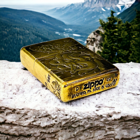 BẬT LỬA ZIPPO BẢN ĐỒNG TRƠN KHẮC HÌNH 3D HỒI LY 9 ĐUÔI SIÊU SẮC NÉT