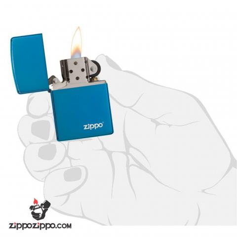 Bật Lửa Zippo Phủ Bóng Màu Xanh Sapphire - Logo Zippo SKU 20446ZL – Zippo Sapphire Zippo Logo