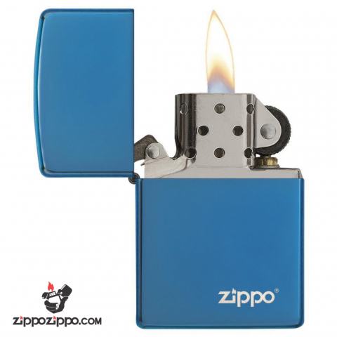 Bật Lửa Zippo Phủ Bóng Màu Xanh Sapphire - Logo Zippo SKU 20446ZL – Zippo Sapphire Zippo Logo