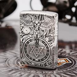 Bật lửa Zippo chính hãng bạc nguyên khối cao cấp khắc thiên thần bản armor - Mã SP: ZPC2800-A