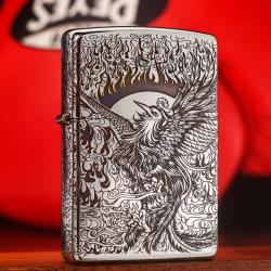 Bật Lửa Zippo Chính Hãng Chạm Khắc Chim Phượng Hoàng Bản Mạ Chrome Đen - Mã SP:  ZPC1907-250D