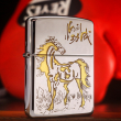 Bật lửa Zippo chính hãng đồng Bản Armor Chrome khắc mã đáo thành công