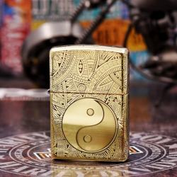 Bật Lửa Zippo Đồng Khắc Hoa Văn Bát Quái - Mã SP: ZPC2212-254