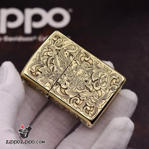 Bật Lửa Zippo Đồng Nguyên Khắc Tỳ Hưu Armor