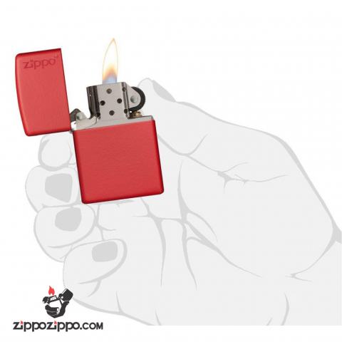 Bật Lửa Zippo Sơn Màu Đỏ - Logo Zippo SKU 233ZL – Zippo Red Matte With Logo