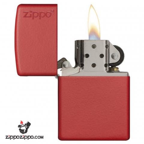Bật Lửa Zippo Sơn Màu Đỏ - Logo Zippo SKU 233ZL – Zippo Red Matte With Logo