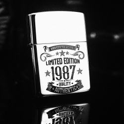 Bật lửa Zippo phiên bản Bạc nguyên khối Chạm Khắc Logo Limited 1987 Bản Armor - Mã SP: ZPC2490