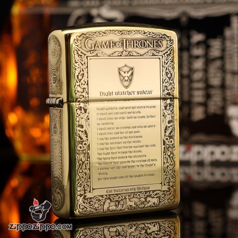 Zippo Chính Hãng Đồng Bóng Khắc Trò Chơi Game Of Thrones Phiên Bản Amor
