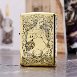 Zippo chính hãng đồng khắc hình cô gái sexy quyến rũ bản armor - Mã SP: ZPC1905-169
