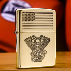 Zippo Chính Hãng Đồng Khối Khắc Logo Harley Davidson - Mẫu 3 - Mã SP: ZPC3242 
