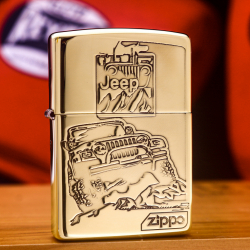 Zippo Chính Hãng Đồng Khối Khắc Logo Xe Jeep - Mã SP:  ZPC3243 